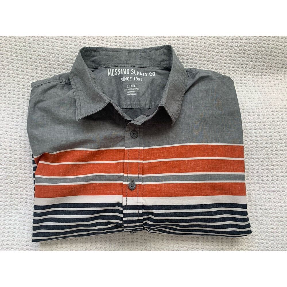 Mossimo Supply Co Mens Button Down Shirt‎  Stripes  XXL Grunge Industrial